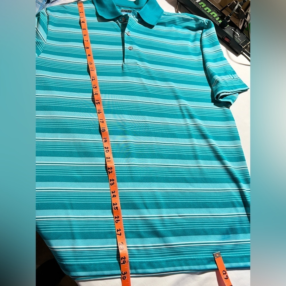 PGA TOUR Men’s Teal‎ stripe AirFlux polo golf shirt size L. - Picture 12 of 12